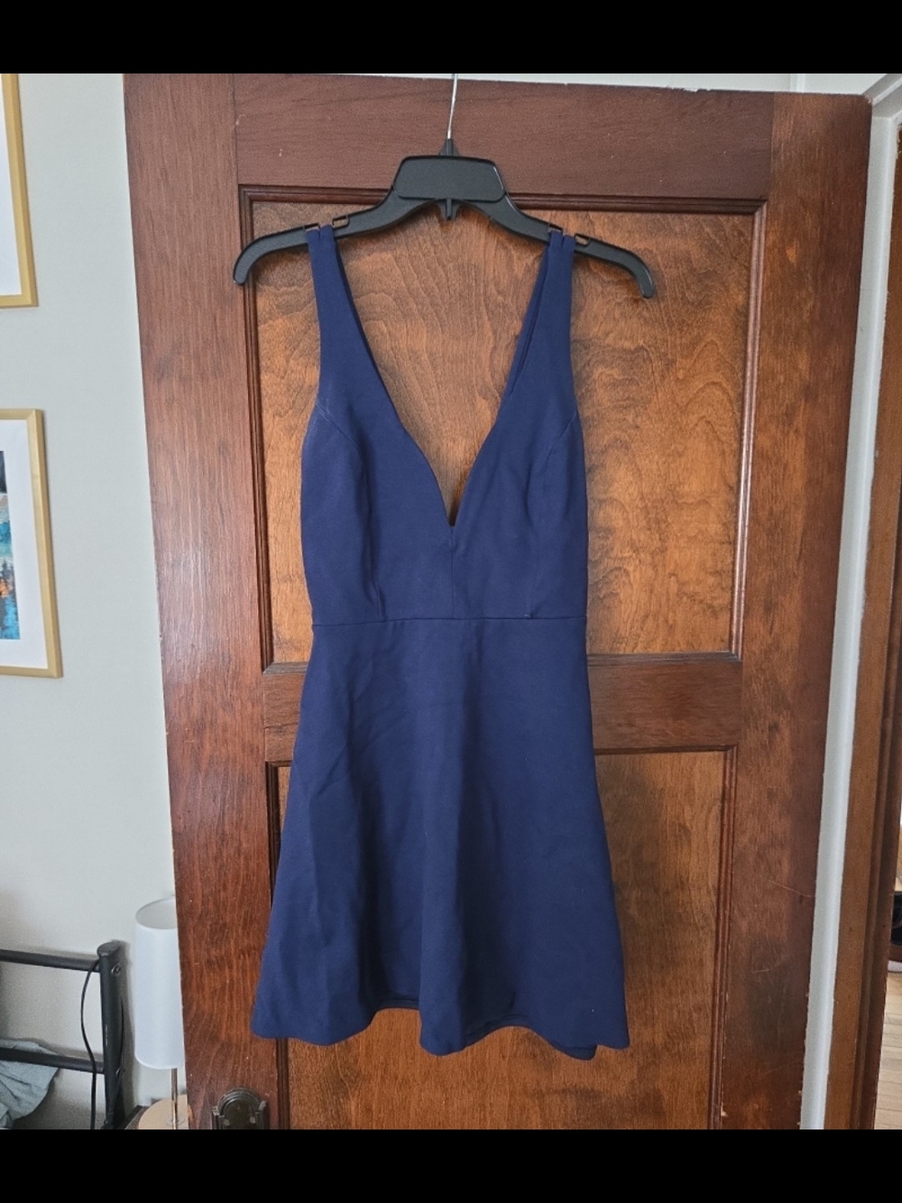 Deep Navy V-Neck A-Line Women’s Dress